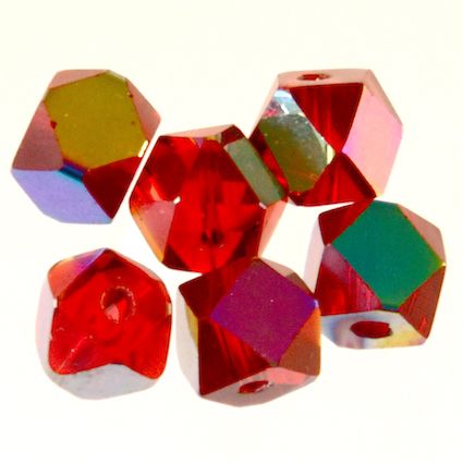 GL5566 8mm Red AB Faceted Cube