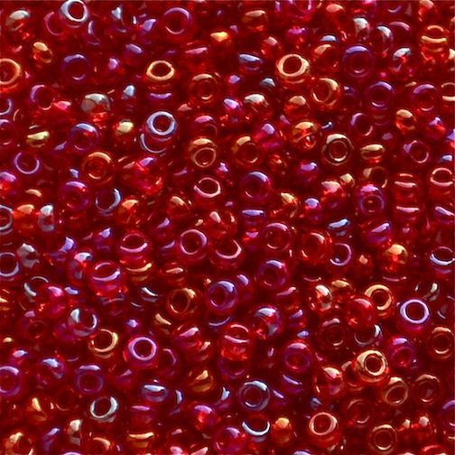 RC127 Trans Red AB Size 10 Seed Beads