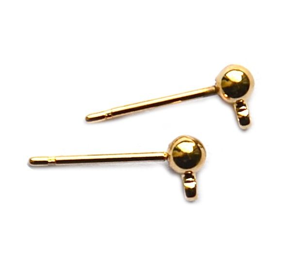 FN003 Pair of Gold Ear Post and Ball (no backs)