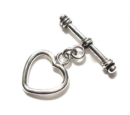 SS052 15x12mm Indian Silver Heart Toggle Fastener