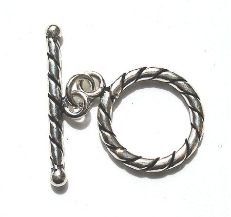 SS058 16mm Indian Silver Rope Edge Toggle Clasp