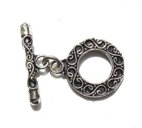 SS064 17mm Indian Silver Moroccan Toggle Clasp