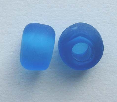 GL0093 10x6mm Frosted Turquoise Pony Bead