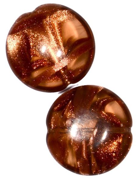 GLx0400 17mm Brown Cushion with Goldstone decoration