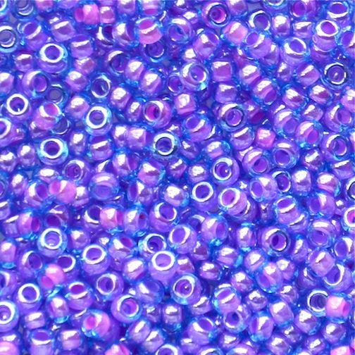 RC418 Pink Ld Blue Size 10 Seed Beads