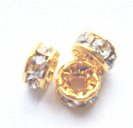DR107 5mm Diamante Set Gold Rondelle