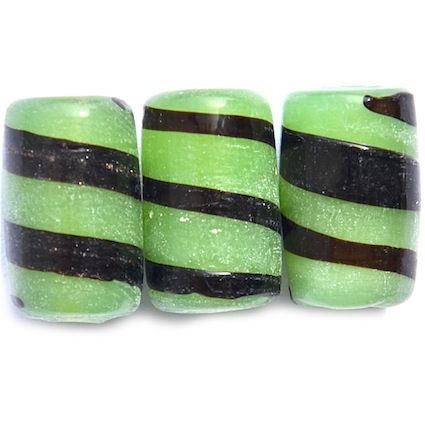 GL2347 Soft Green Striped Tube Bead