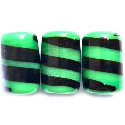 GL2350 Emerald Striped Tube Bead