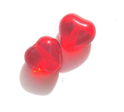 GL1340 6mm Clear Red Heart Bead