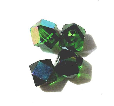 GL2497 4mm Emerald AB Cut Edge Cube