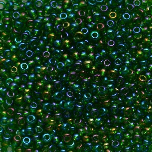 RC522 Trans Teal AB Size 10 Seed Beads