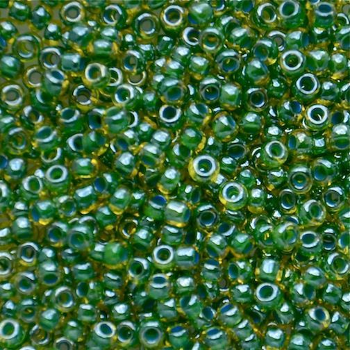 RC617 Green Ld Pale Topaz Size 10 Seed Beads
