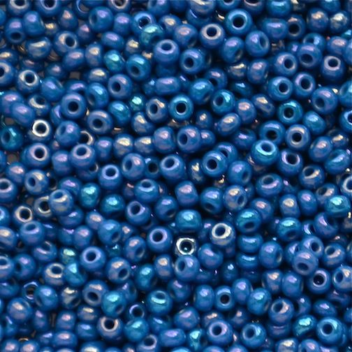 RC443 Op Mid Blue AB Size 10 Seed Beads