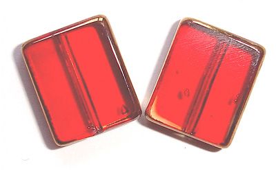 GL2940 10mm Flat Red Glass Rectangle with Bronze Edging