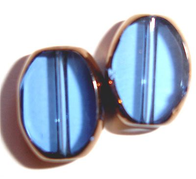 GL2951 10x8mm flat sapphire glass oval with bronze edging