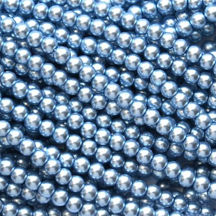 GP414 4mm Mid Blue Glass Pearls