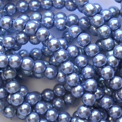 GP614 6mm Mid Blue Glass Pearls