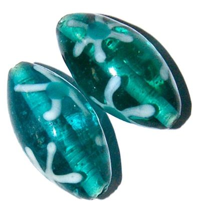 GL0705 Teal Oval Patterned Bead