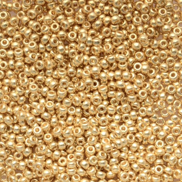 RC11-5101 Dur Galv Pale Gold Size 11 Seed Beads