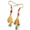 Gold 3D tree earrings