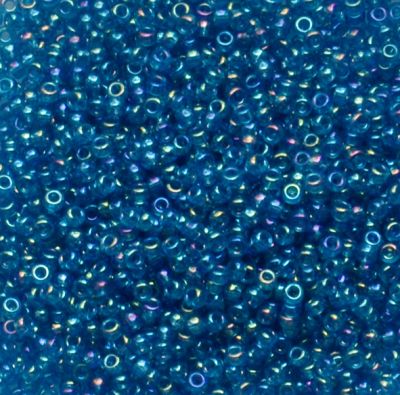 15-0291 Tr Capri Blue AB Size 15 Seed Beads