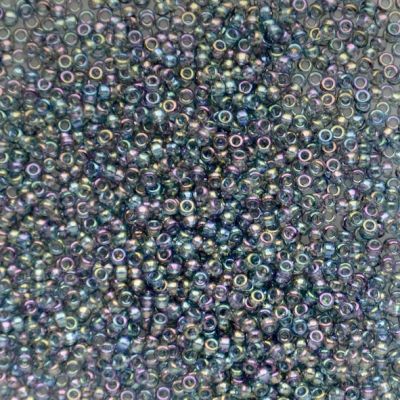 15-2444 Tr Blue Grey Rainbow Gold Lustre Size 15 Seed Beads