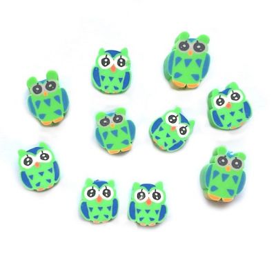 CE258 Pack of 10 Green Owl Beads
