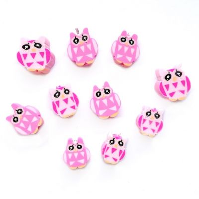 CE260 Pack of 10 Pink Owl Beads