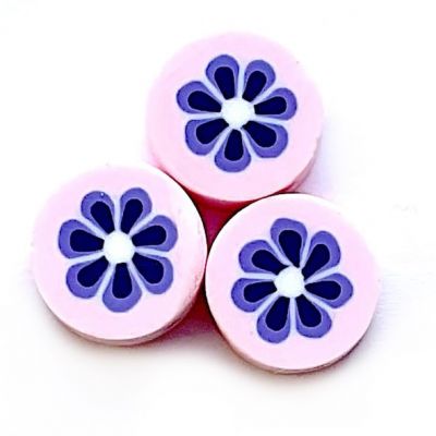 CE268 9mm Pink and Purple Flower Disc Bead