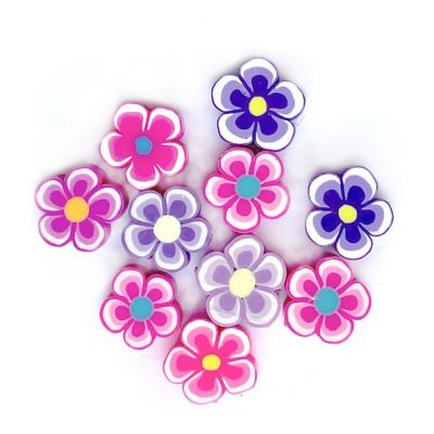 CE293 10 Assorted Pink Flower Beads