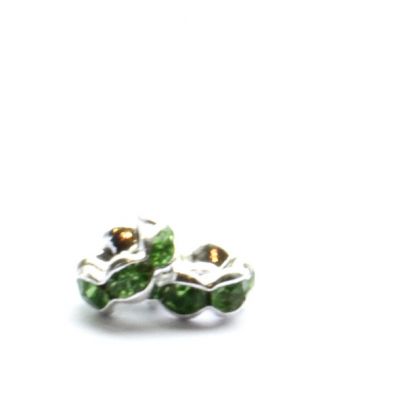 DR213 5mm Silver/Green Crown Rondelle