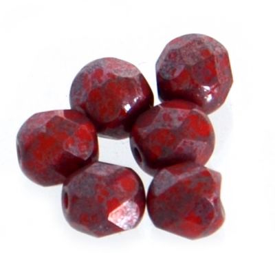 FG733 6mm Carnelian Red Picasso Facet