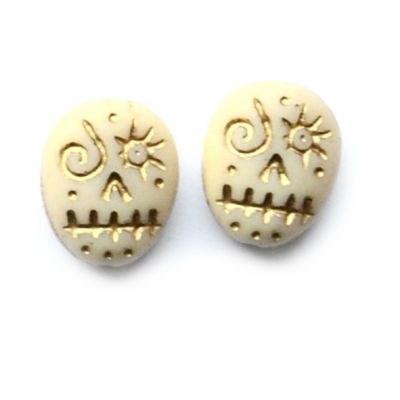 GL1663 20x16mm Stone with Gold Day of the Dead Skull Beads
