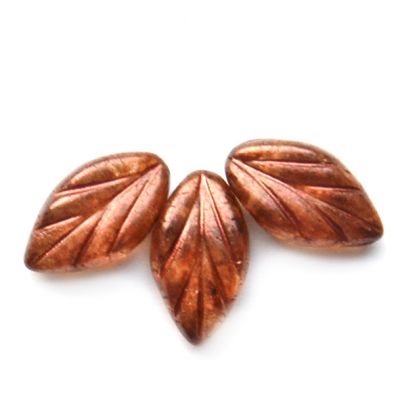 GL1668 7x11mm Rich Copper Beech Leaf Bead