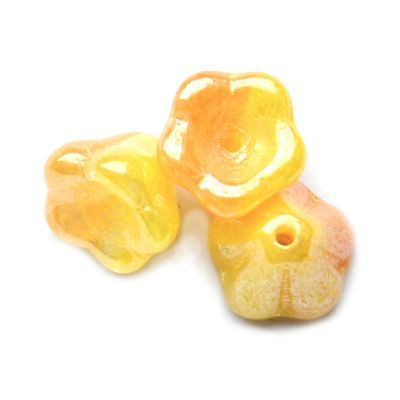 GL1742 6x8mm Gloss Yellow and Orange Baby Bell Flower Bead