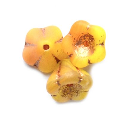 GL1743 6x8mm Matt Yellow and Orange Baby Bell Flower Bead