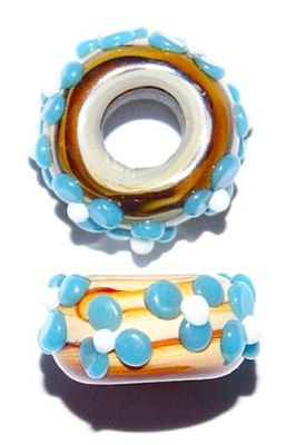 GL3215 Earth Tones and Turquoise large hole bead