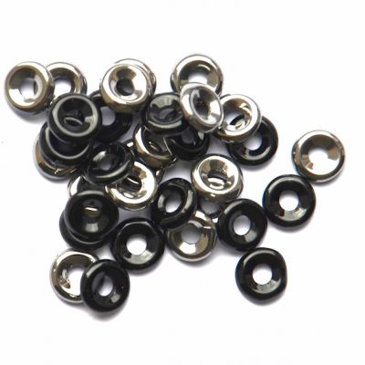 GL5903 7mm Black and Silver Vitrail Tiny Donut Beads