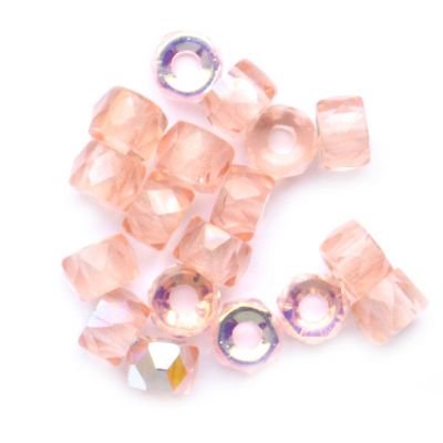 GL6311 6mm Pale Pink AB Fire Polished Faceted Crow Bead
