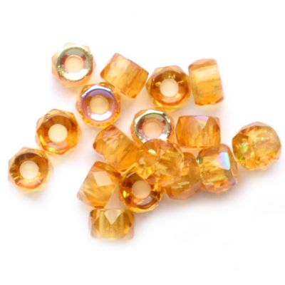 GL6313 6mm Topaz AB Fire Polished Faceted Crow Bead