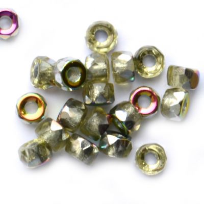 GL6314 6mm Soft Green AB Fire Polished Faceted Crow Bead