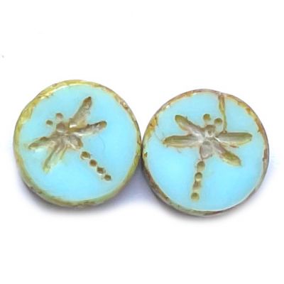 GL6348 Pale Opal Turquoise Dragonfly Bead