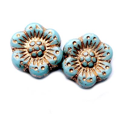 GL6480 12mm Copper on Turquoise Flower