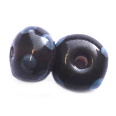 GL6533 Turquoise/Purple Dots on Black Beads