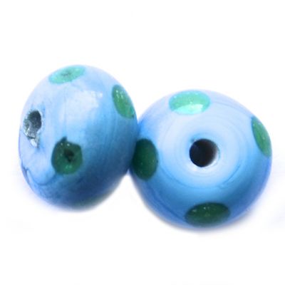 GL6562 Turquoise/Green Spotty Beads