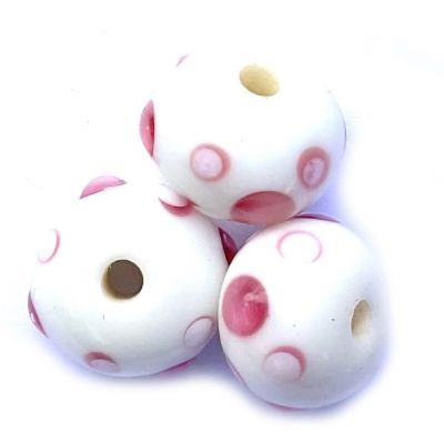 GL6742 Pink Dot Rondelle Bead