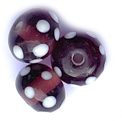 GL6750 White on Purple Rondelle Bead