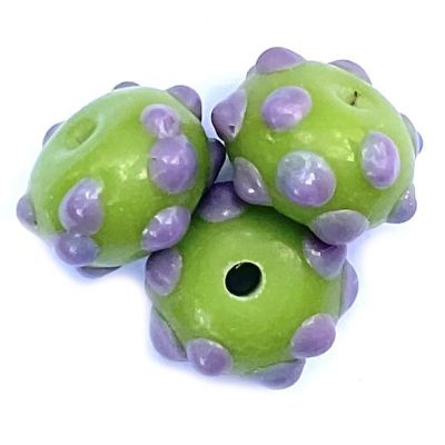 GL6757 Lime and Lilac Spot Rondelle Bead