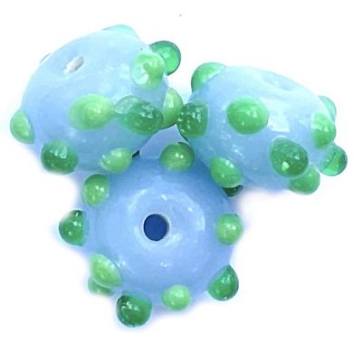 GL6761 Green on Powder Blue Rondelle Bead
