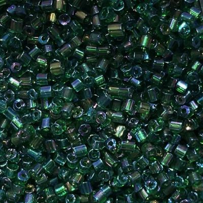 HEX673 Transparent Green AB Size 11 Hex Beads
